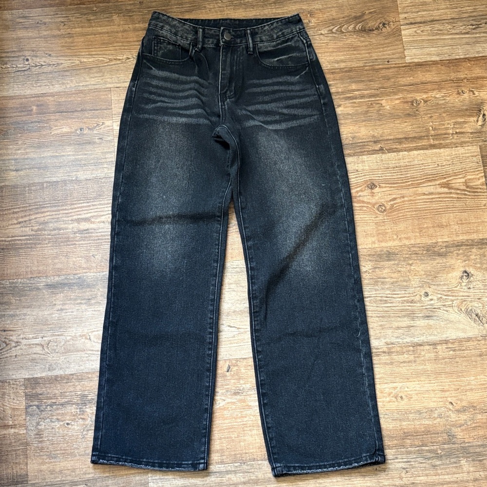 Shein Baggy Women's size XXS Petite 0 Black Denim Jeans